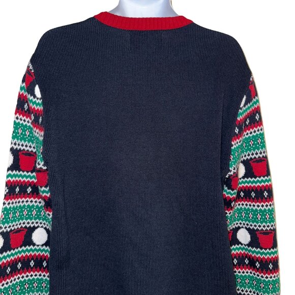 Ugly Christmas Sweater Beer Pong Mens XL Holiday Funny Party Contest Sunglasses - Picture 5 of 7